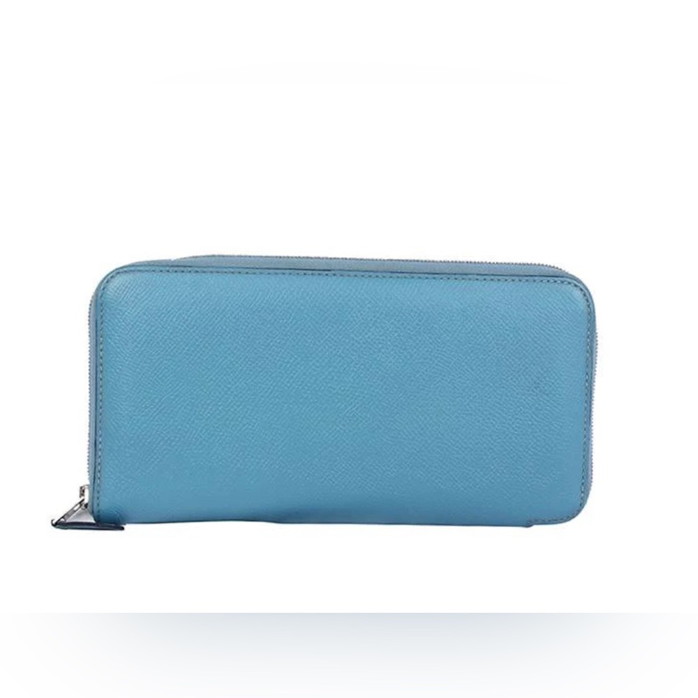 Hermes blue epsom leather wallet. Authentic with entrupy certificate